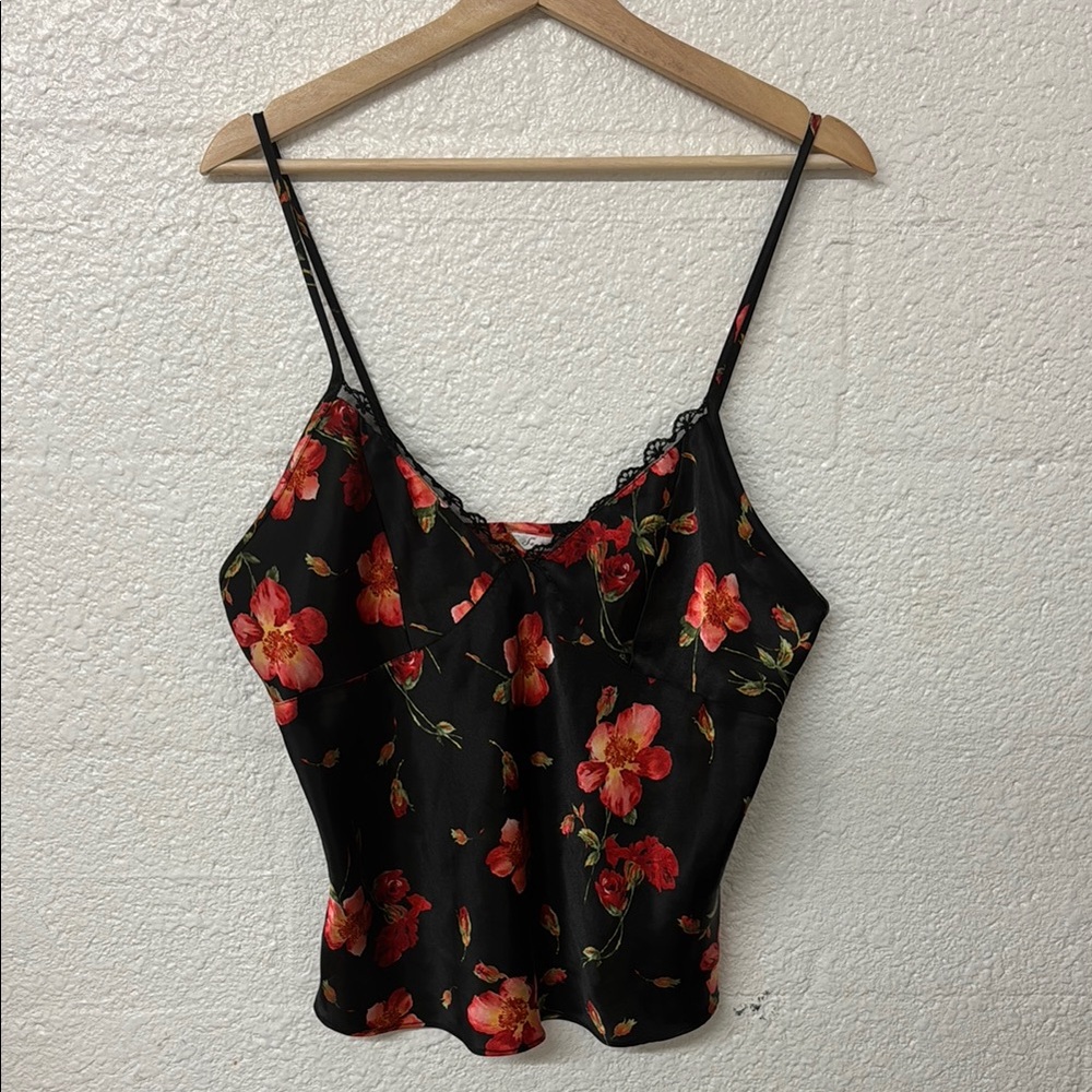 Floral Black and Red Women's Camisole Top
